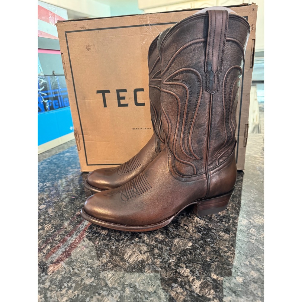 Tecovas The Cartwright Iced Tea Cowhide Leather Cowboy Boots Mens 9.5 EE Wide